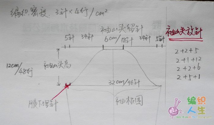 一种从上往下织袖子的编织方法 毛衣编织技巧教程