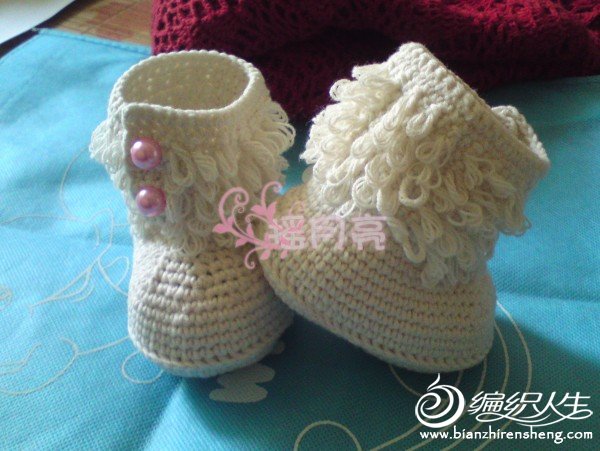 男宝宝的钩针灰熊帽及萝卜丝童鞋套装 -编织教程-编织
