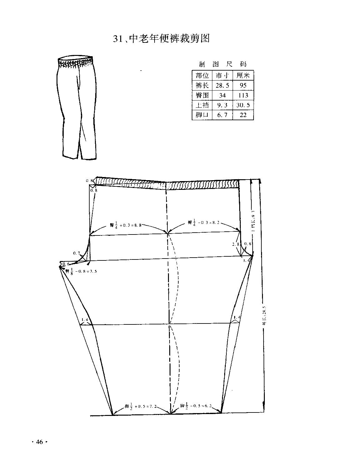 那位姐妹有老年女式裤子的裁剪图
