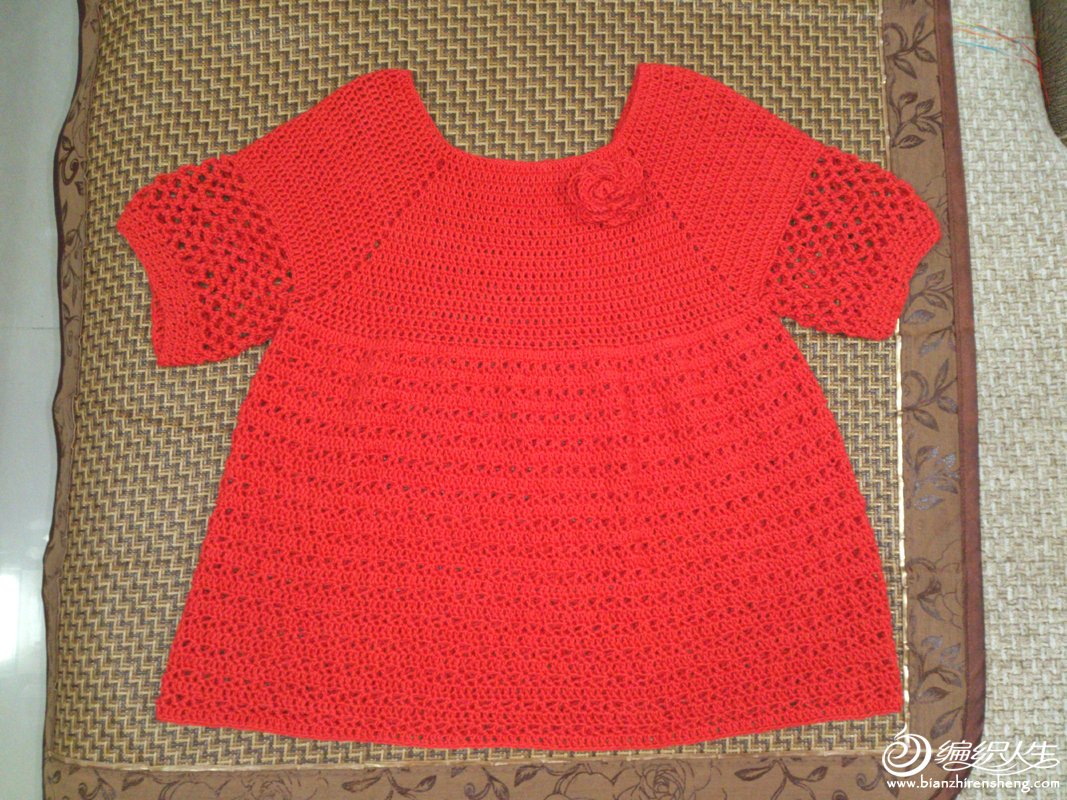 大红色可爱娃娃裙--给宝宝织的第一件钩针连衣