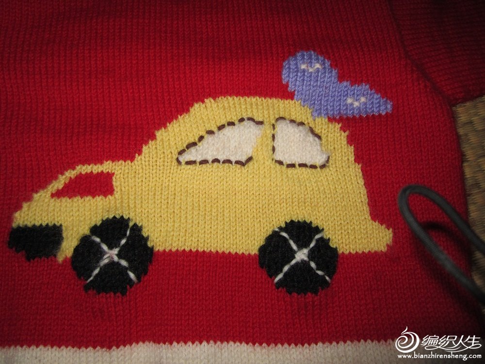 我的第一件仿品:宝宝小汽车毛衣