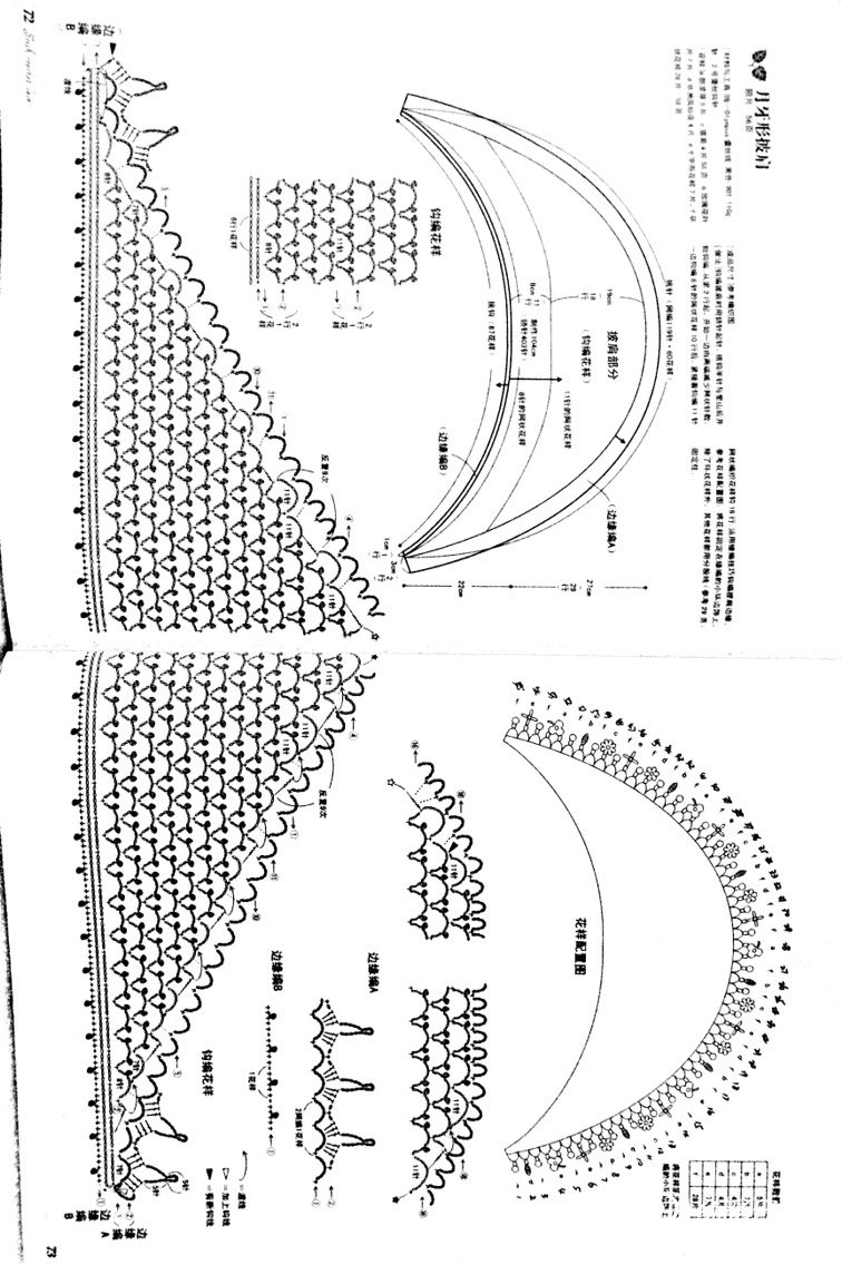 精美的女士钩花月牙形披肩 -编织教程-编织人生