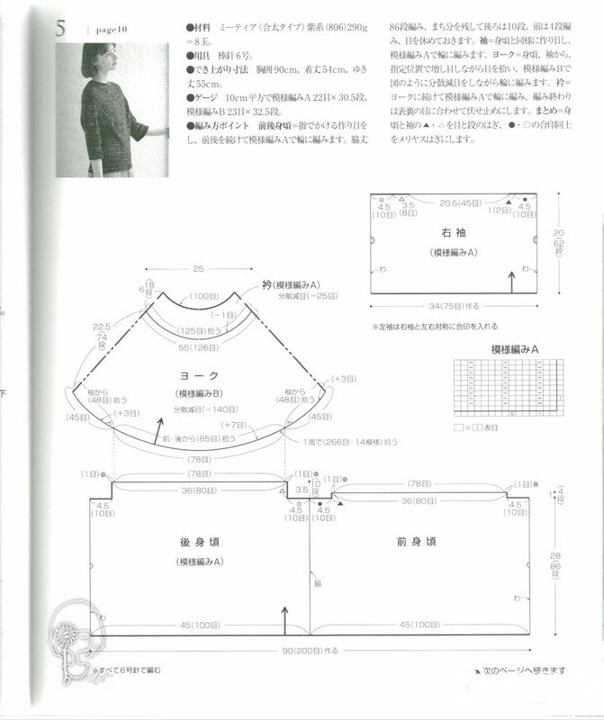 女士棒针圆肩毛衣图解