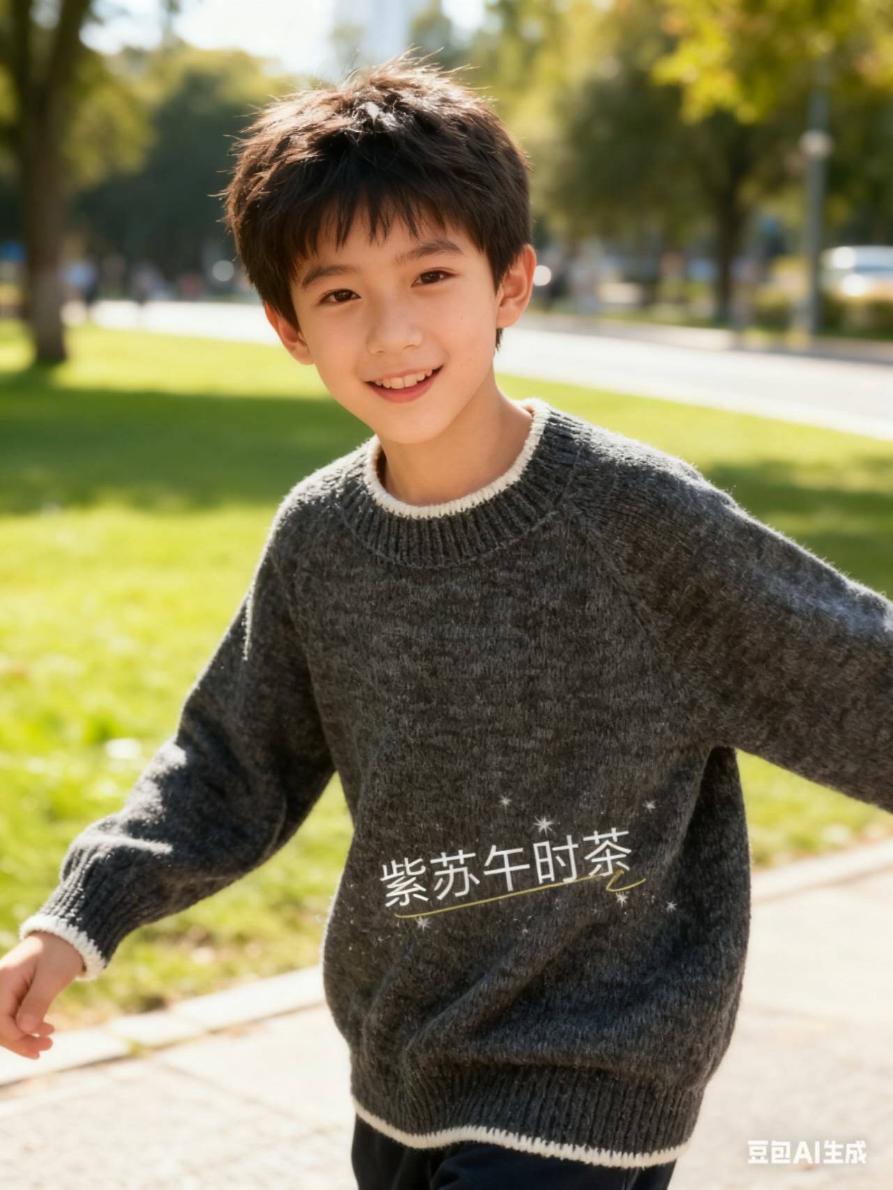 棒针男童插肩毛衣