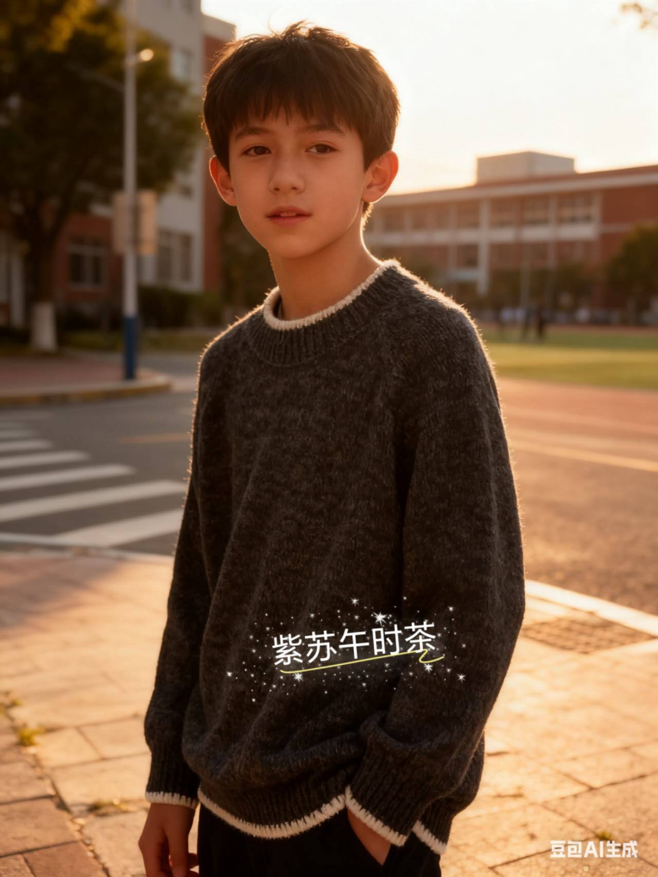 儿童棒针插肩毛衣