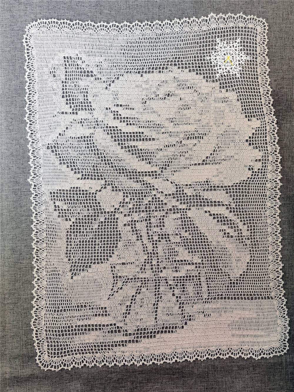〖时间〗0.4mm钩针+1股100号DMC蕾丝线钩像素描画的玫瑰图案方眼蕾丝（附图解）