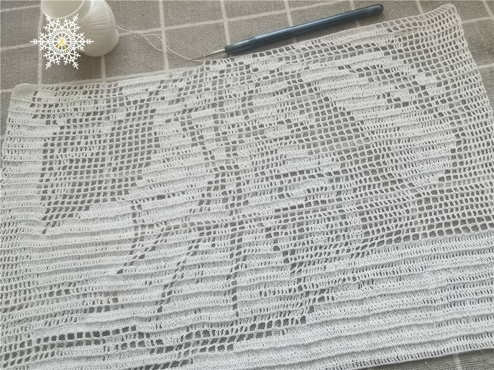 〖时间〗0.4mm钩针+1股100号DMC蕾丝线钩像素描画的玫瑰图案方眼蕾丝（附图解）