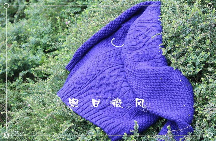 紫色绞花插肩毛