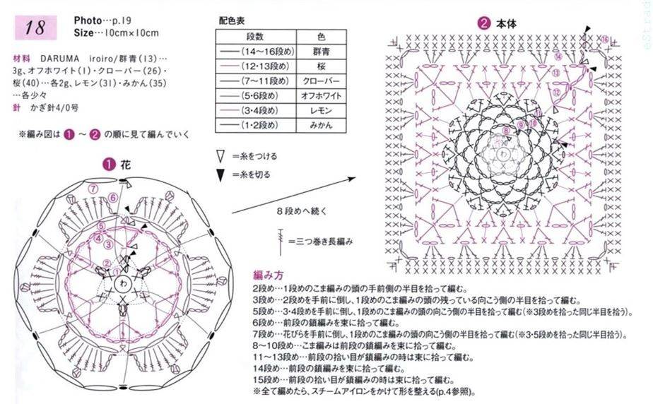 〖时间〗或立体或小清新的花朵主题钩针单元花6款(附图解)
