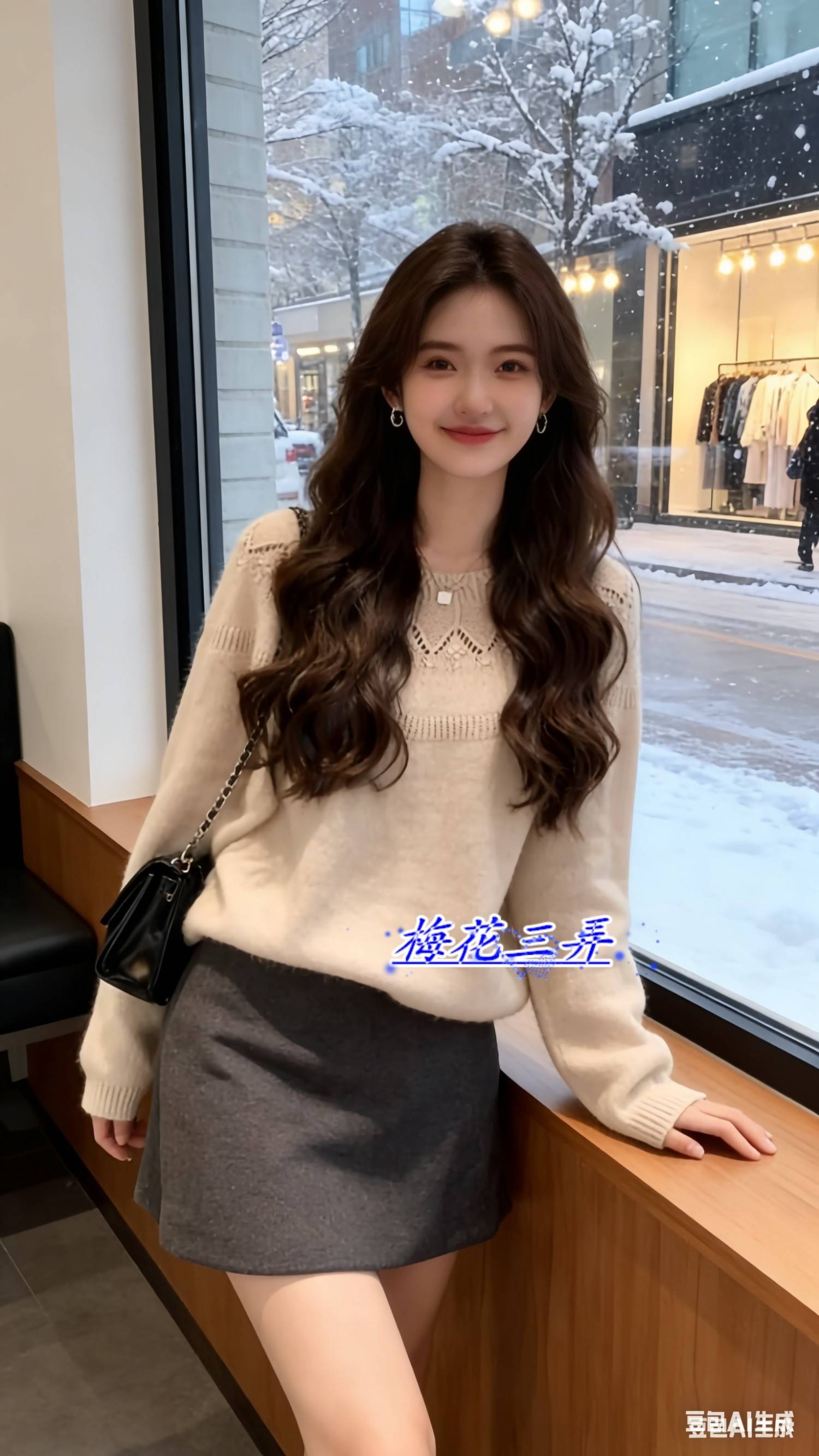 【梅花三弄】十四行诗—从上往下织羊绒套头衫（附图解、编织记录）
