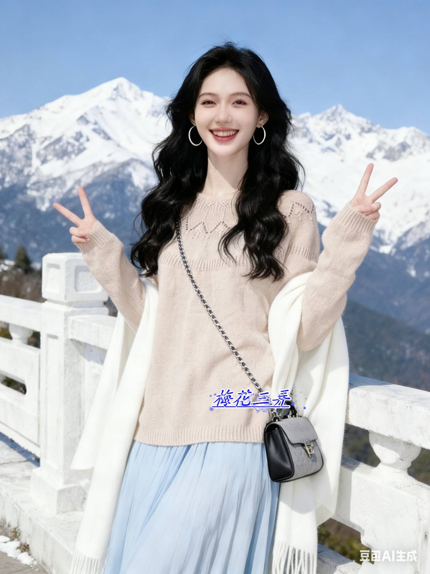 【梅花三弄】十四行诗—从上往下织羊绒套头衫（附图解、编织记录）