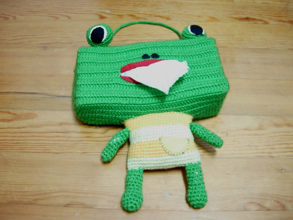 青蛙钩针纸巾盒套
